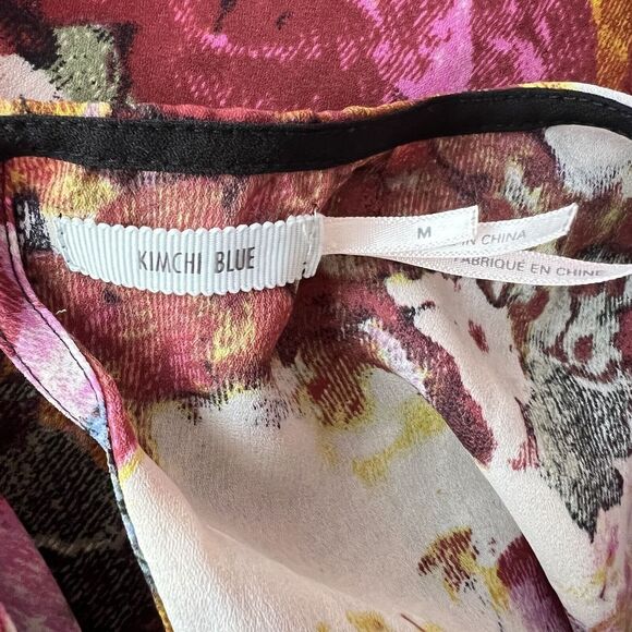 KIMCHI BLUE Women’s Size Medium Blouse Top Floral Career Dark Academia Keyhole - Picture 6 of 8